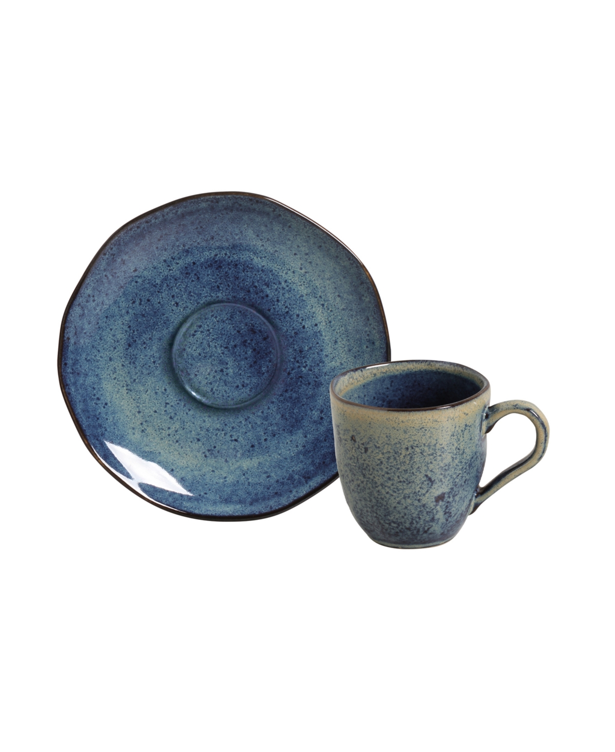 Porto Brasil Stoneware Coffee Cup And Saucer Set, Service For 6 In Denim