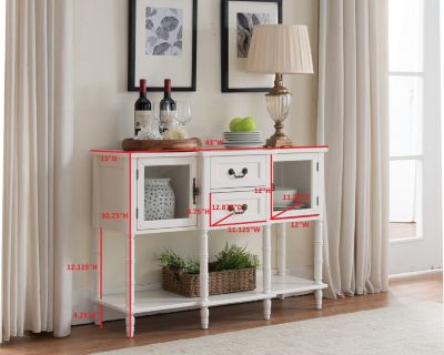 Modern Sideboard Buffet Cabinet, Console Sofa Table with Glass Doors, Storage Drawers & Shelves for Kitchen, Dining Living Room