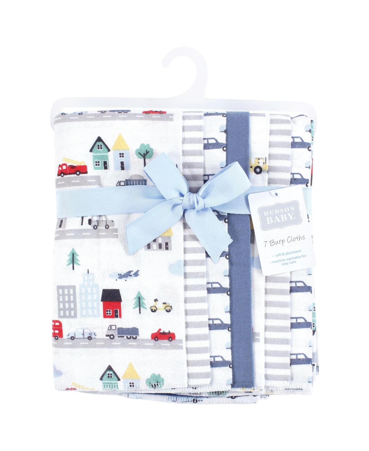 Hudson Baby Boys Cotton Flannel Burp Cloths 7-Pack, One Size - City life