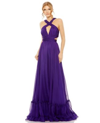 Mac Duggal Women's Halter Neck Keyhole Cut-Out Gown - Macy's