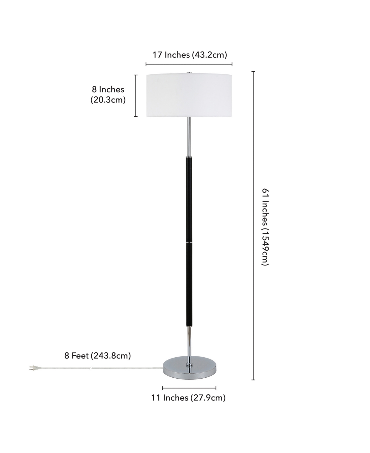 Hudson & Canal 61.5" Metal Simone 2-light Floor Lamp In Matte Black,polished Nickel