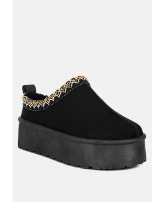 London Rag Struter Embroidered Platform Fur Classic Slip-On