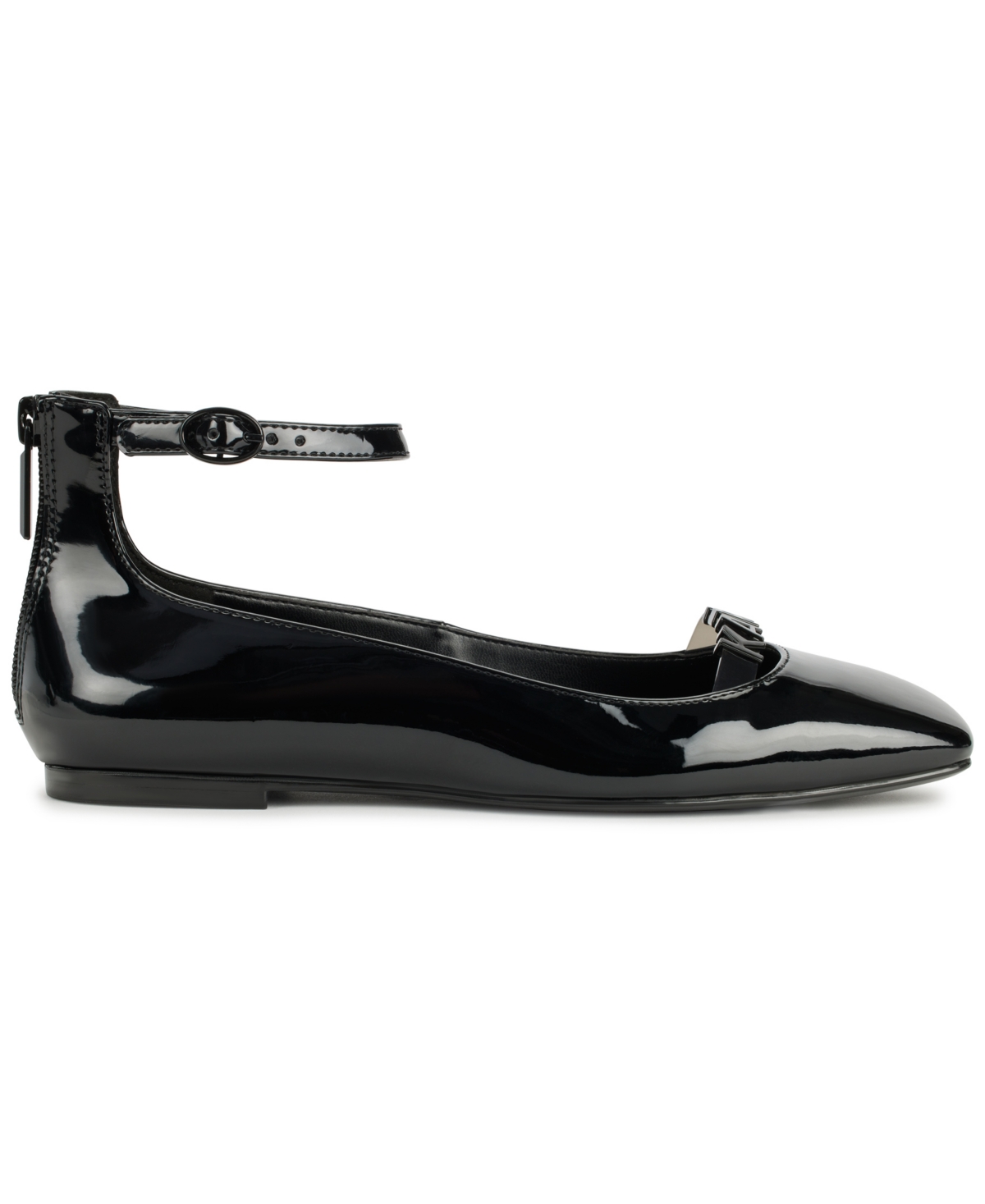 Karl Lagerfeld Paris Zyvia Ankle Strap Flat In Black,smoke