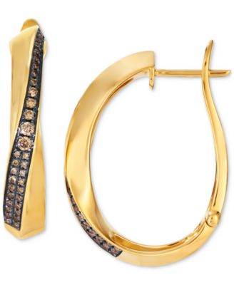 Chocolatier Chocolate Diamond Hoop Earrings (1/4 ct. t.w.) in 14k Honey Gold