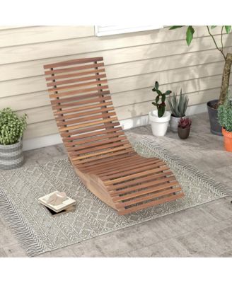 1 PCS Outdoor Acacia Wood Rocking Chair with Widened Slatted Seat and High Back