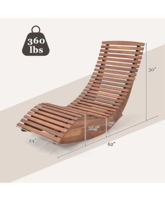 1 PCS Outdoor Acacia Wood Rocking Chair with Widened Slatted Seat and High Back