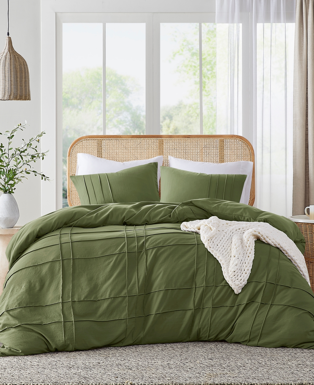 510 Design Porter Washed Pleated 2-pc. Duvet Cover Set, Twin/twin Xl In Olive Green