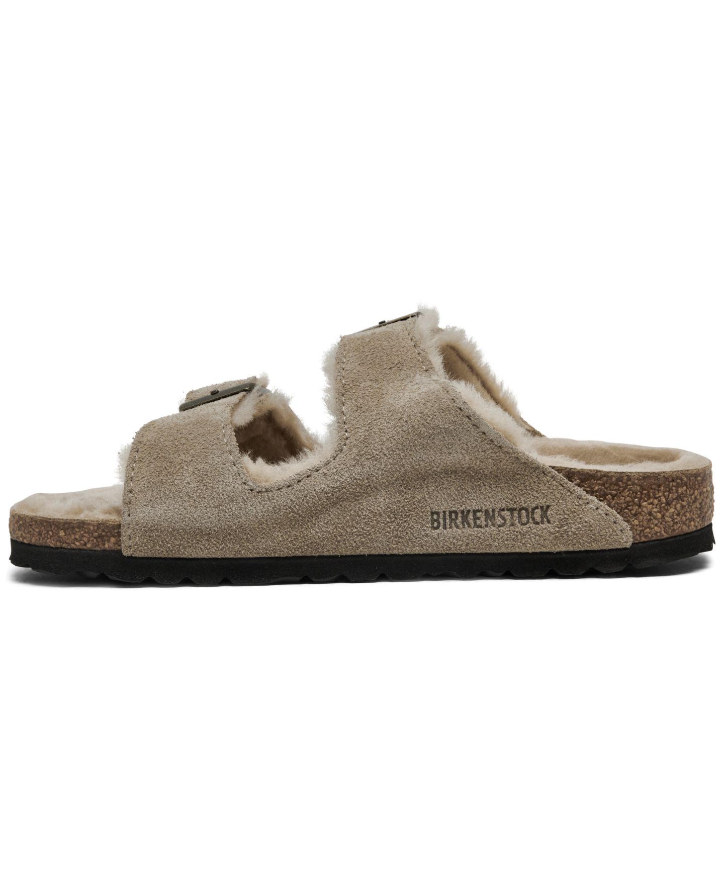 Женские сандалии Birkenstock Arizona Shearling Suede Leather, цвет: Серо-коричневый — фото 3