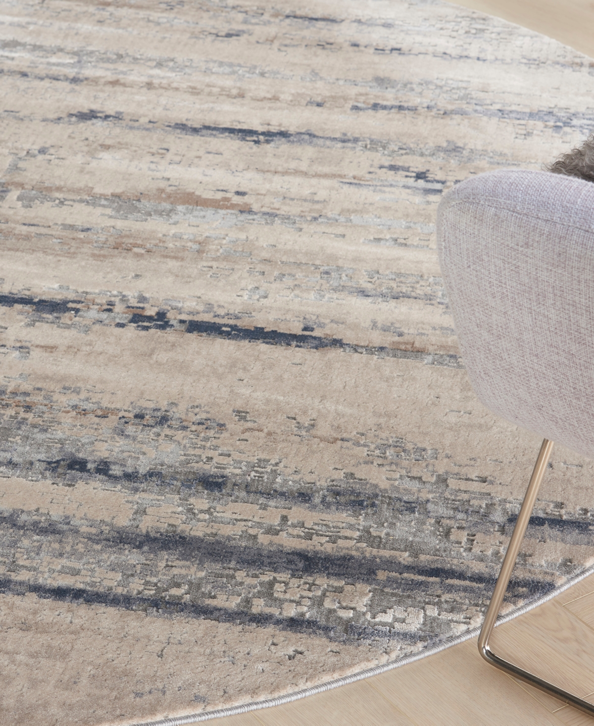 Nourison Home Rustic Textures Rus04 7'10"x7'10" Round Area Rug In Beige,gray