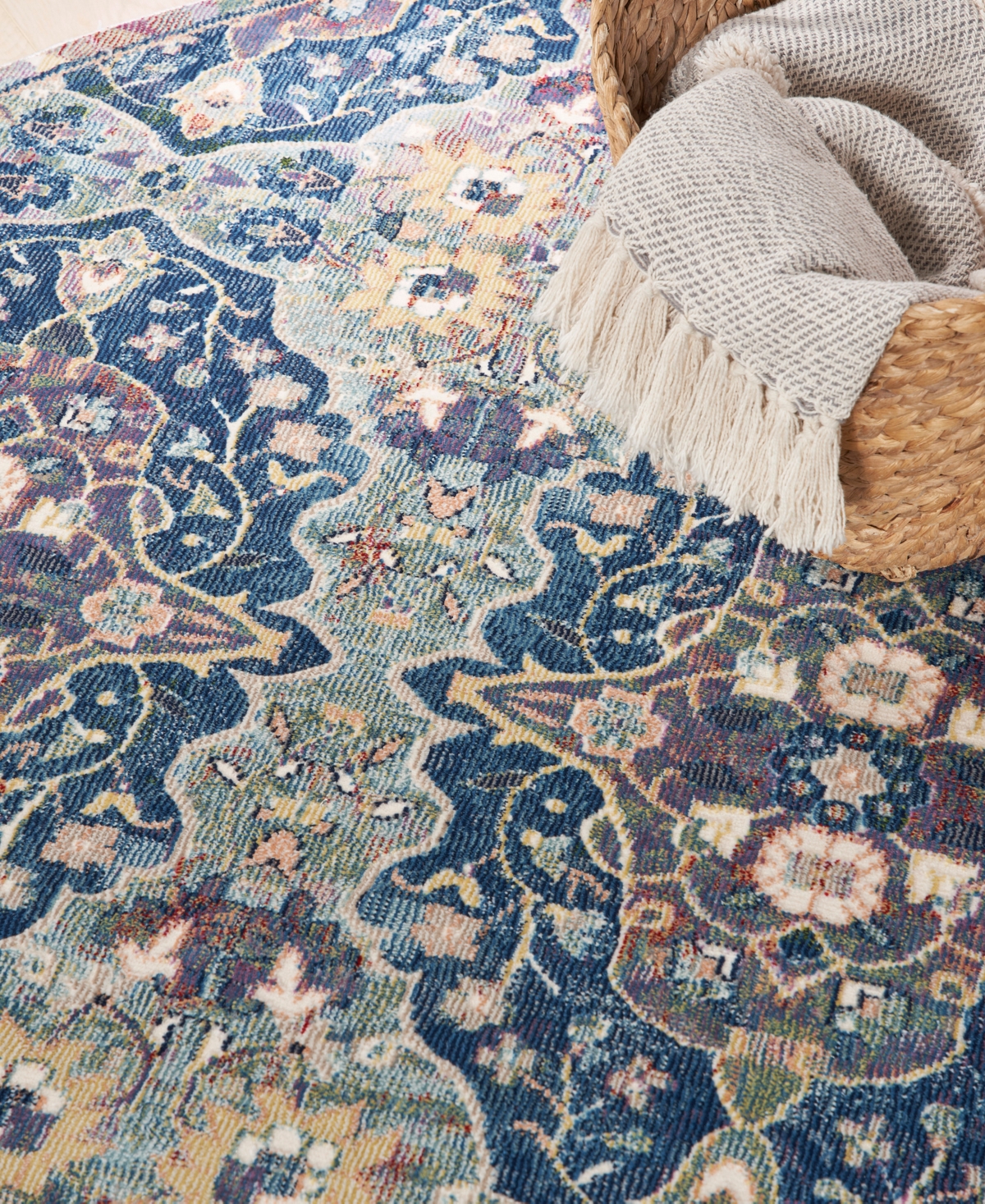 Nourison Home Ankara Global Anr16 6'x6' Round Area Rug In Navy,multi