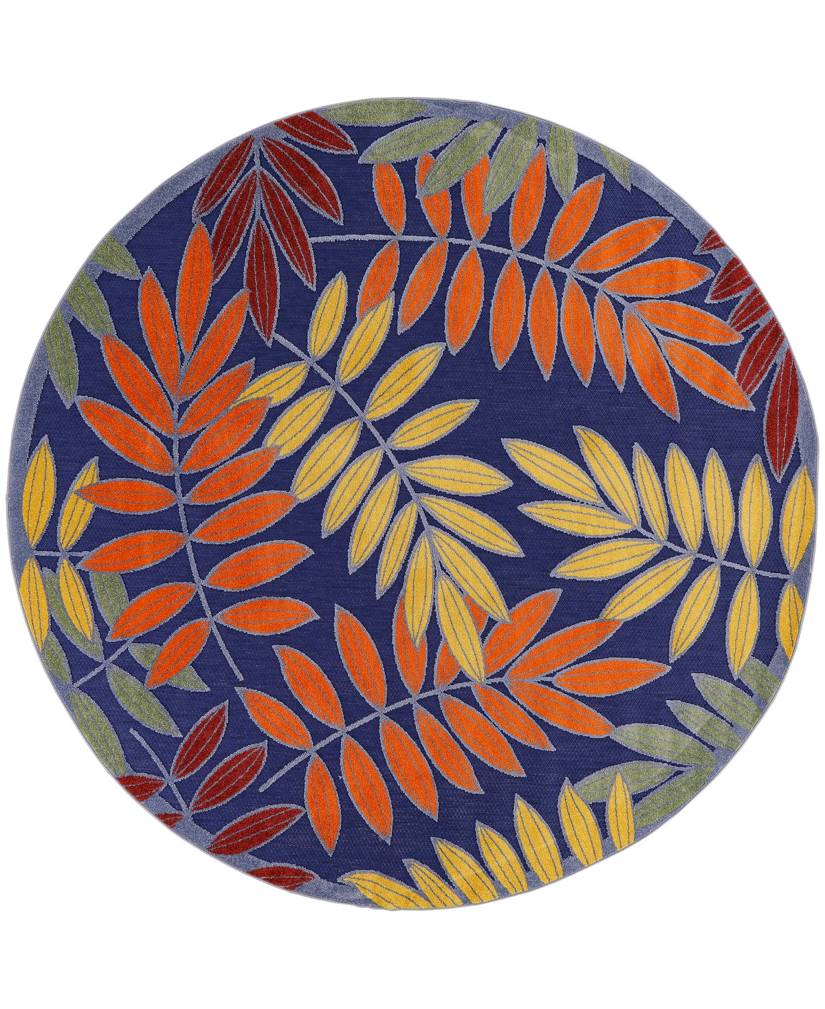 Nourison Home Aloha Alh18 5'3"x5'3" Round Area Rug In Navy,multi