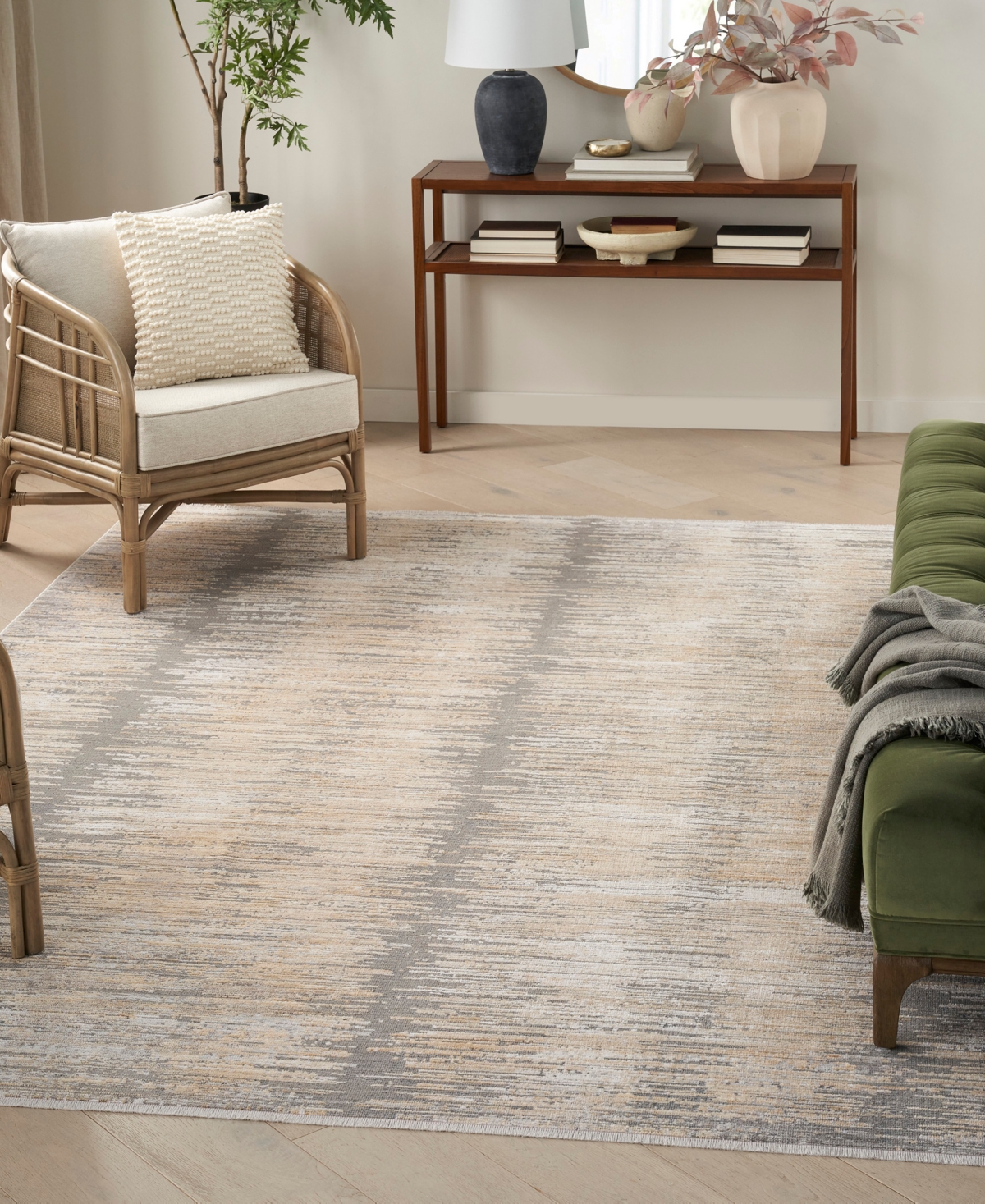 Nourison Home Abstract Hues Abh03 7'10"x10' Area Rug In Gray,gold