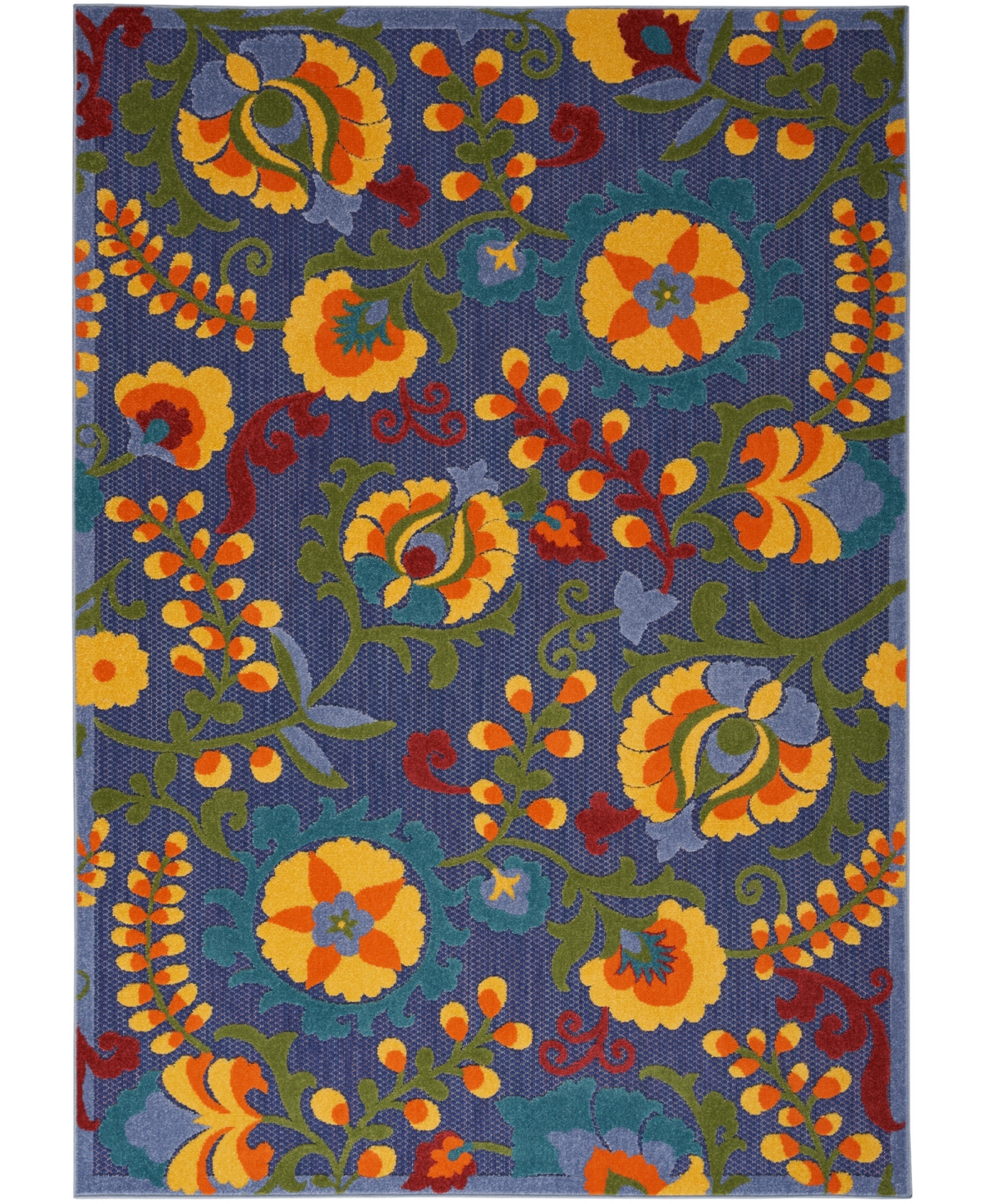 Nourison Home Aloha Alh17 3'6"x5'6" Area Rug In Navy,multi