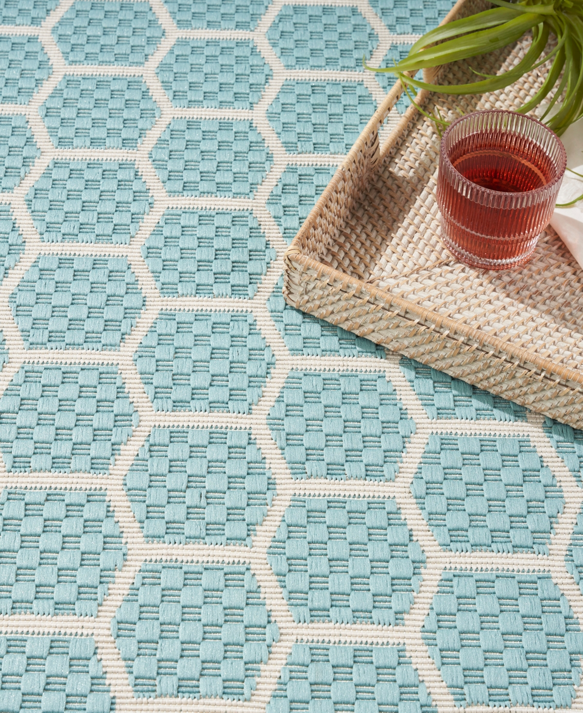 Nourison Home Twist Reversible Tws01 5'x7' Area Rug In Aqua