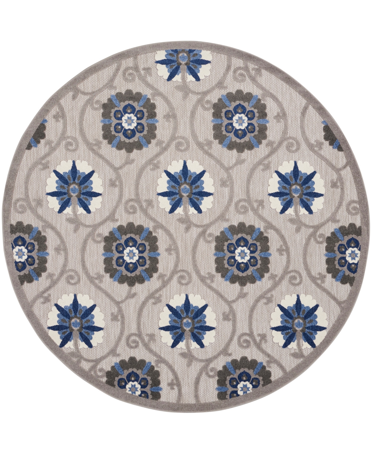 Nourison Home Aloha Alh19 7'10"x7'10" Round Area Rug In Gray,blue