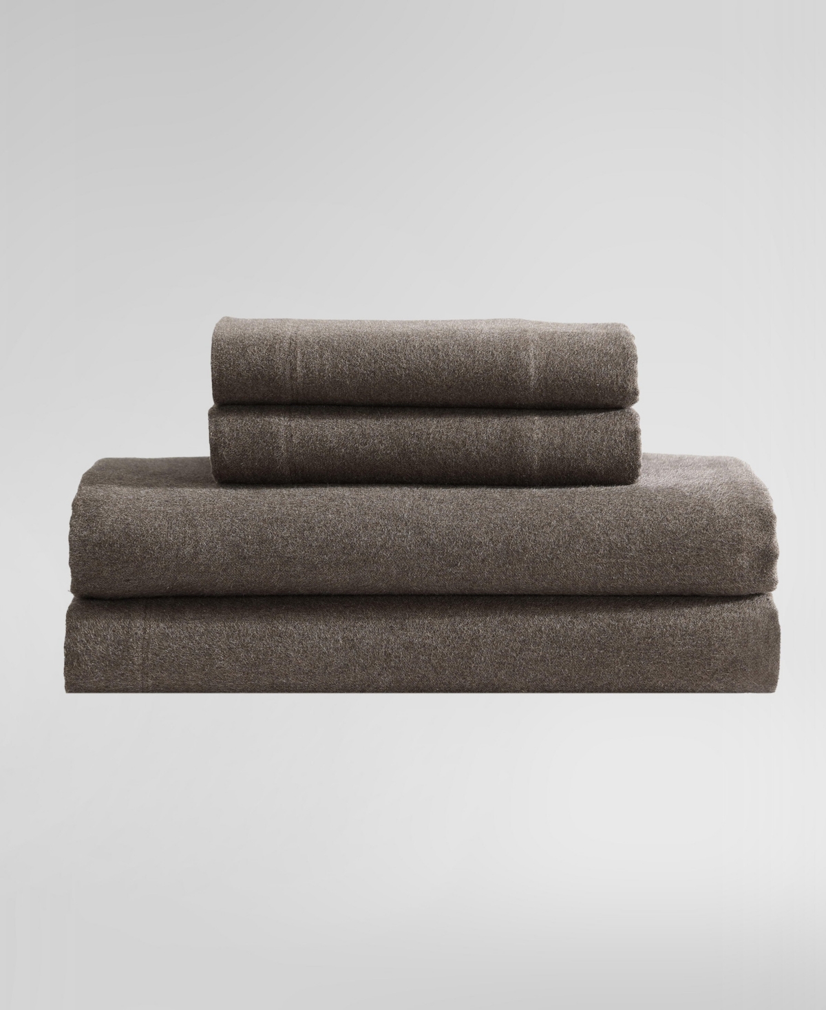 Calvin Klein Melange Cotton Flannel 4 Piece Sheet Set, King In Chocolate