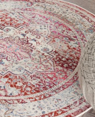 Vintage Kashan VKA07 4'x4' Round Area Rug
