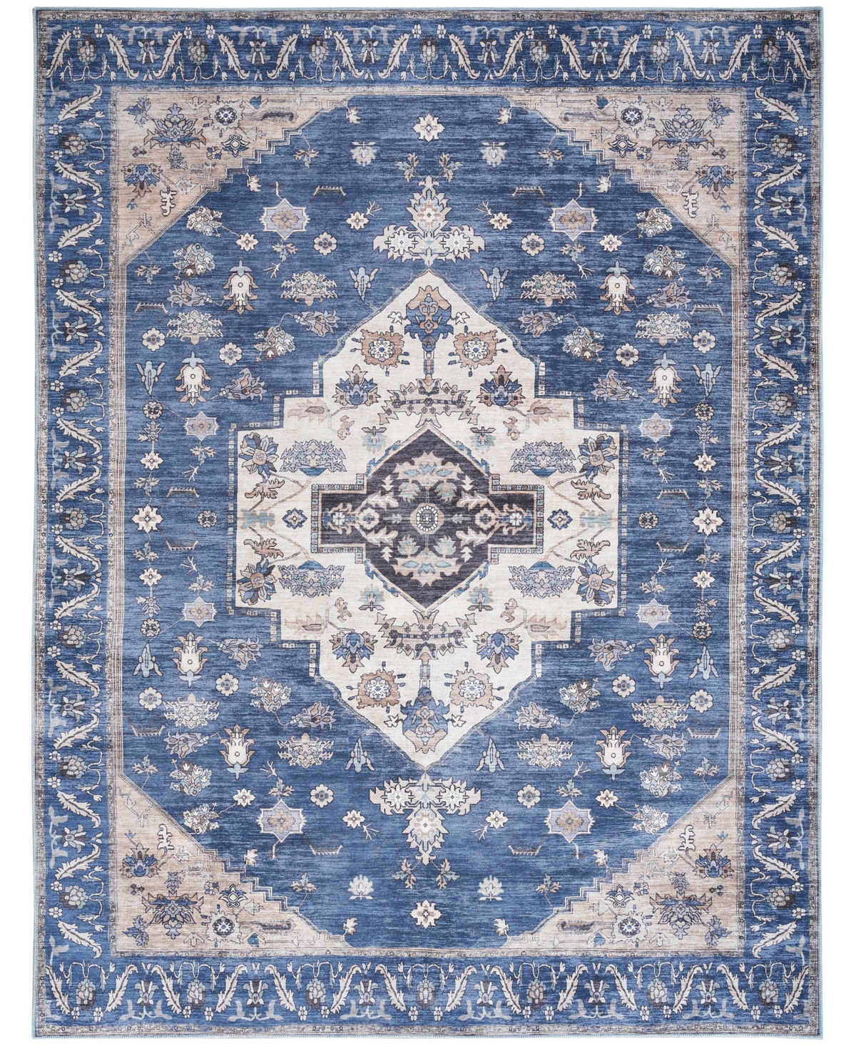 Nourison Home Grand Washables Grw03 5'3"x7'3" Area Rug In Denim