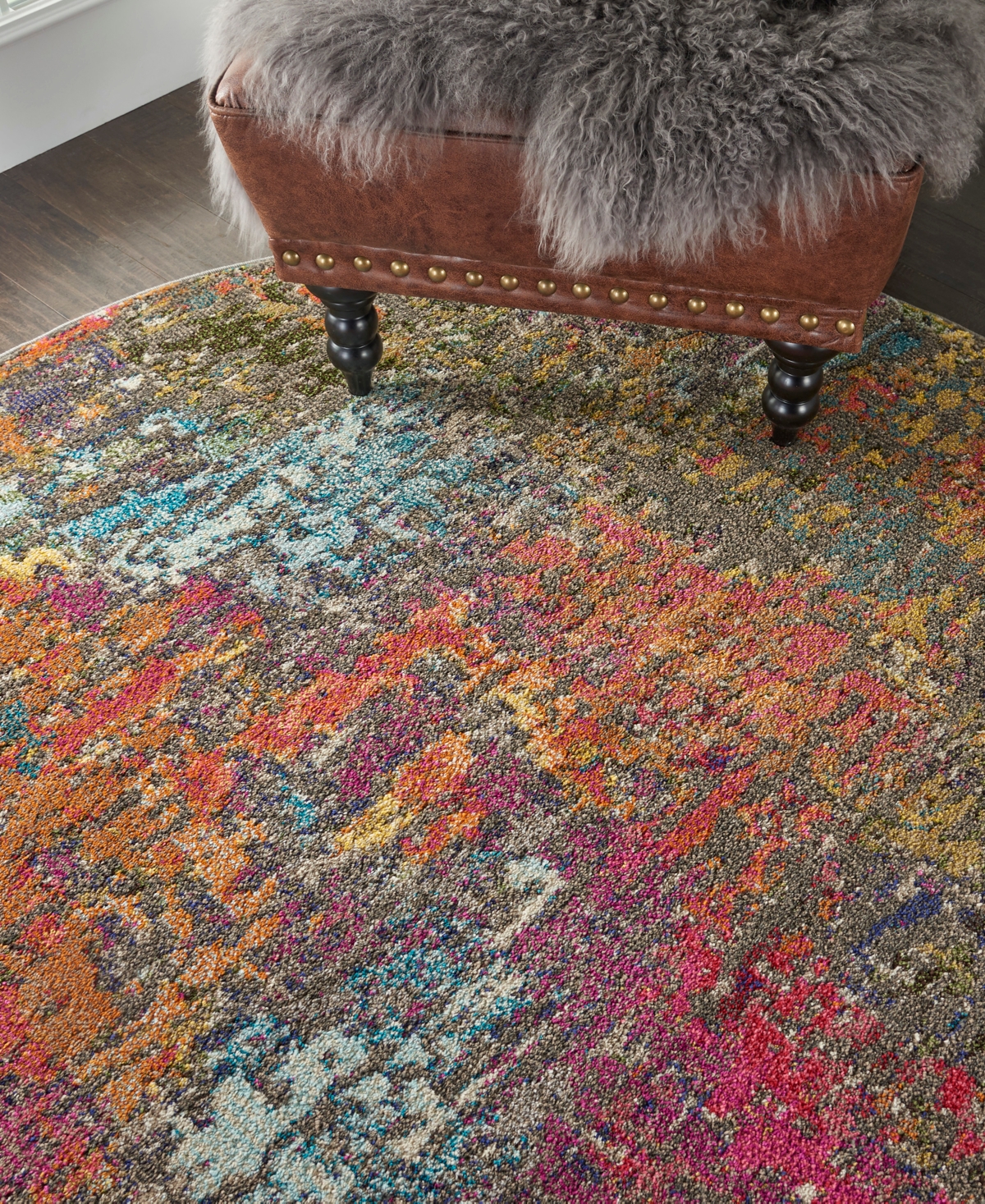 Nourison Home Celestial Ces14 4'x4' Round Area Rug In Multi