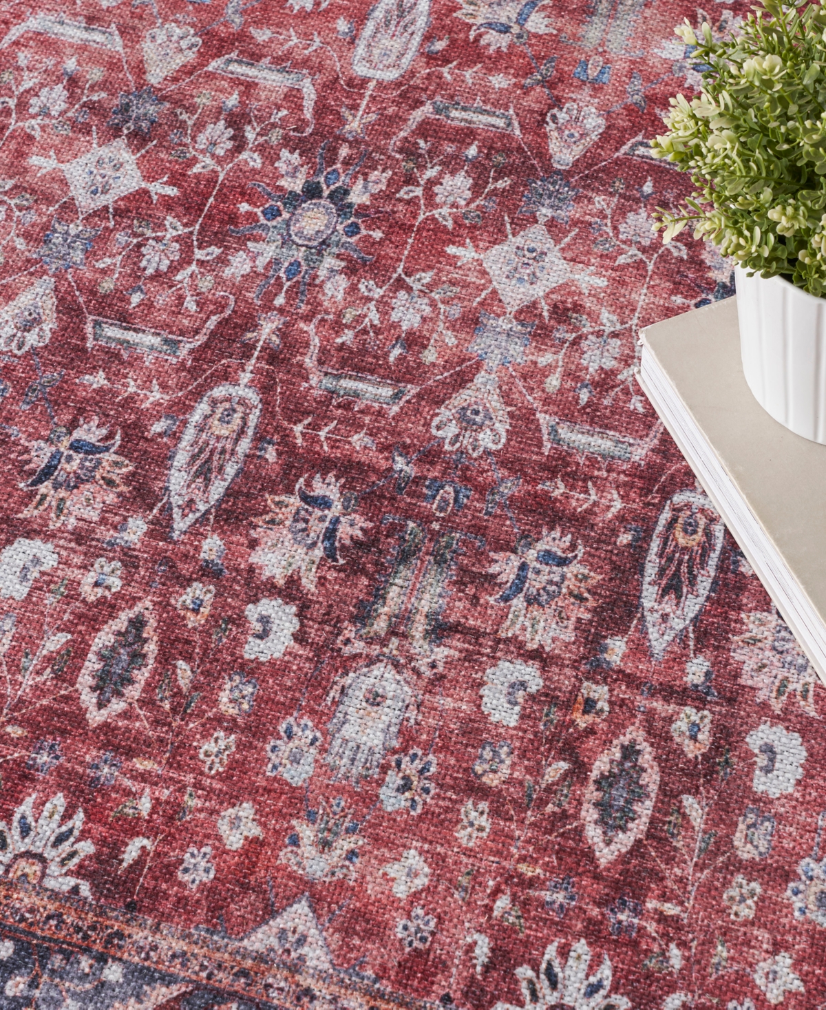 Nourison Home Grand Washables Grw06 5'3"x7'3" Area Rug In Red,ivory