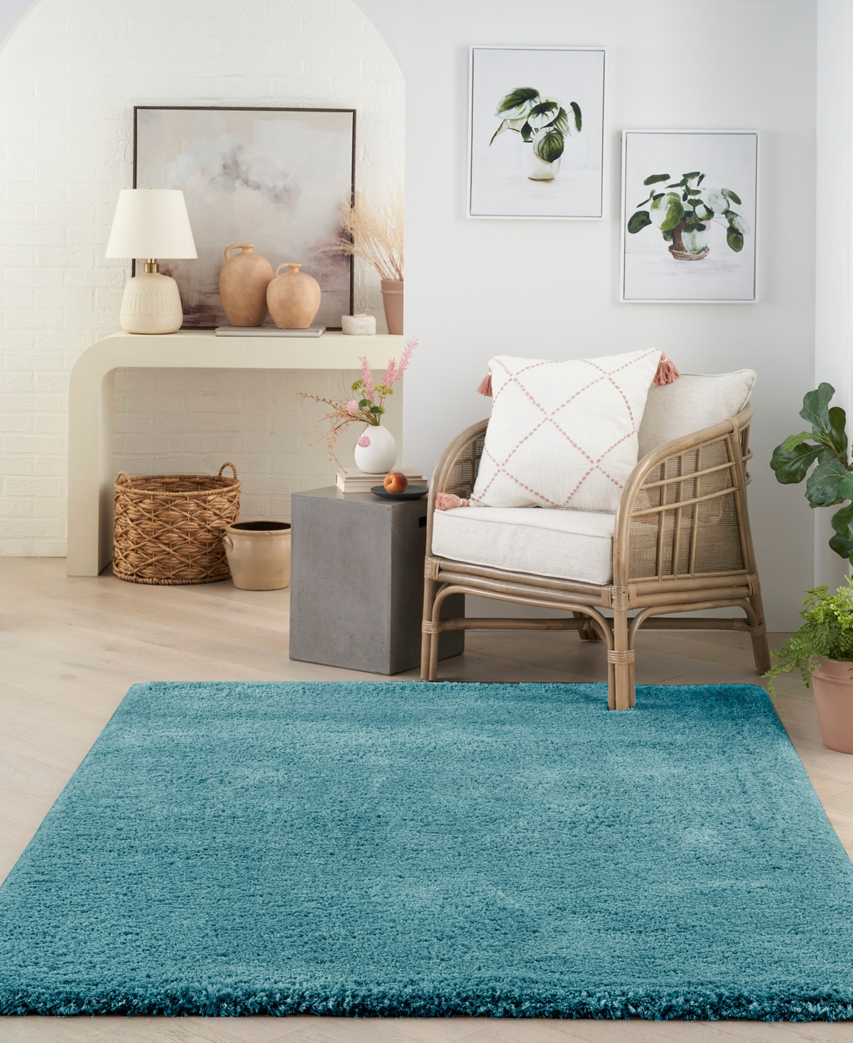 Nourison Home Dreamy Shag Drs05 5'3"x7'3" Area Rug In Aqua