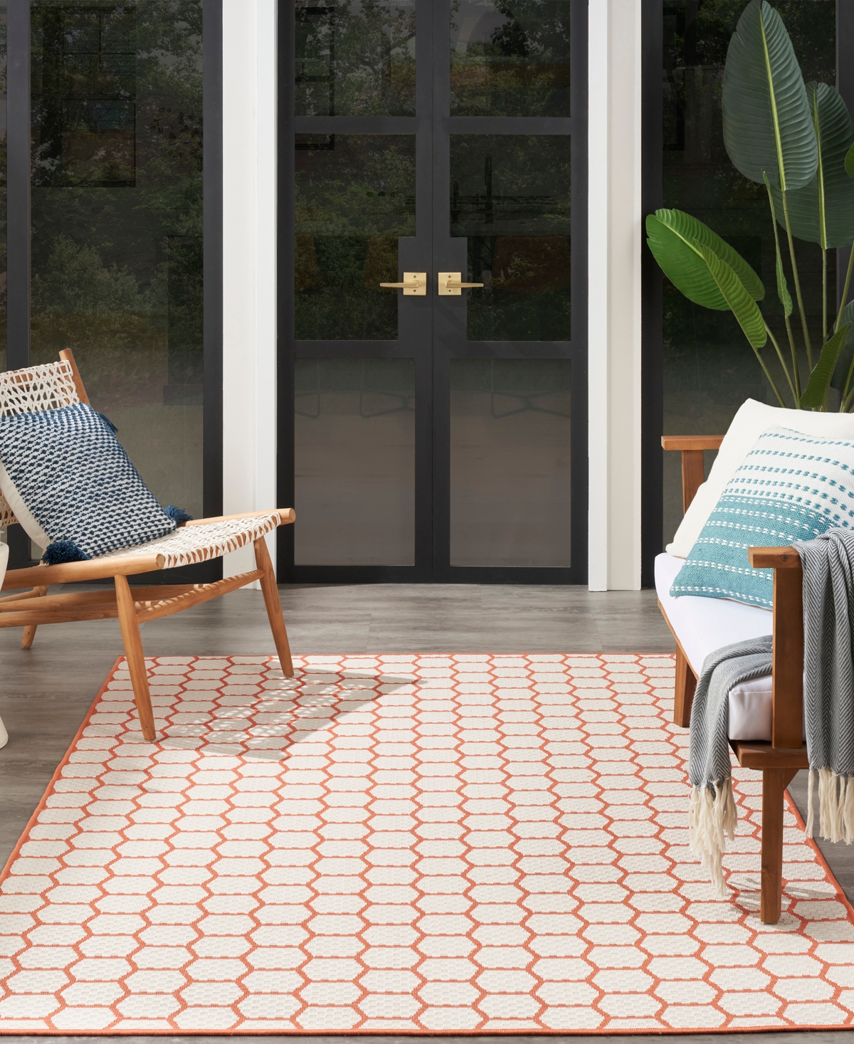 Nourison Home Twist Reversible Tws01 5'x7' Area Rug In Coral