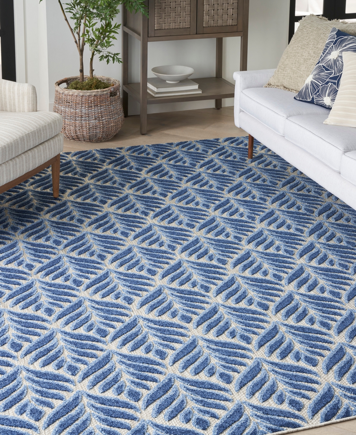 Nourison Home Aloha Alh35 3'6"x5'6" Area Rug In Blue