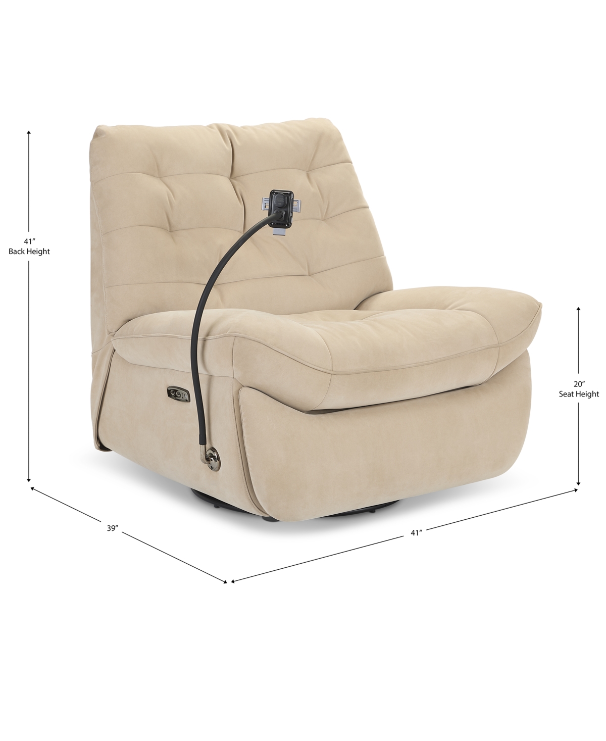 Macy's Bovell Fabric Power Swivel Glide Recliner, Created For  In Light Khaki