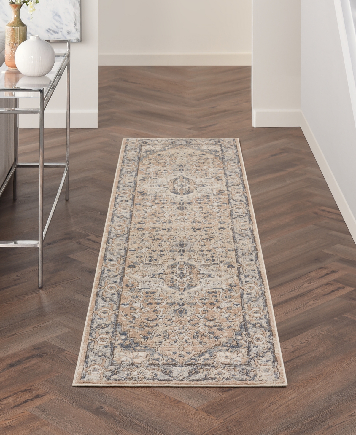 Nourison Home Quarry Qua05 2'2"x7'6" Runner Area Rug In Beige,gray