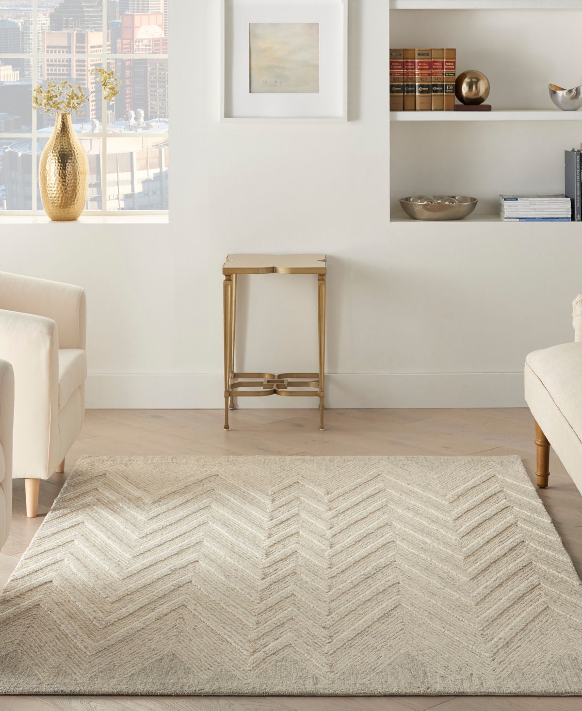 Nourison Home Interlock Itl04 3'9"x5'9" Area Rug In Ivory,gray