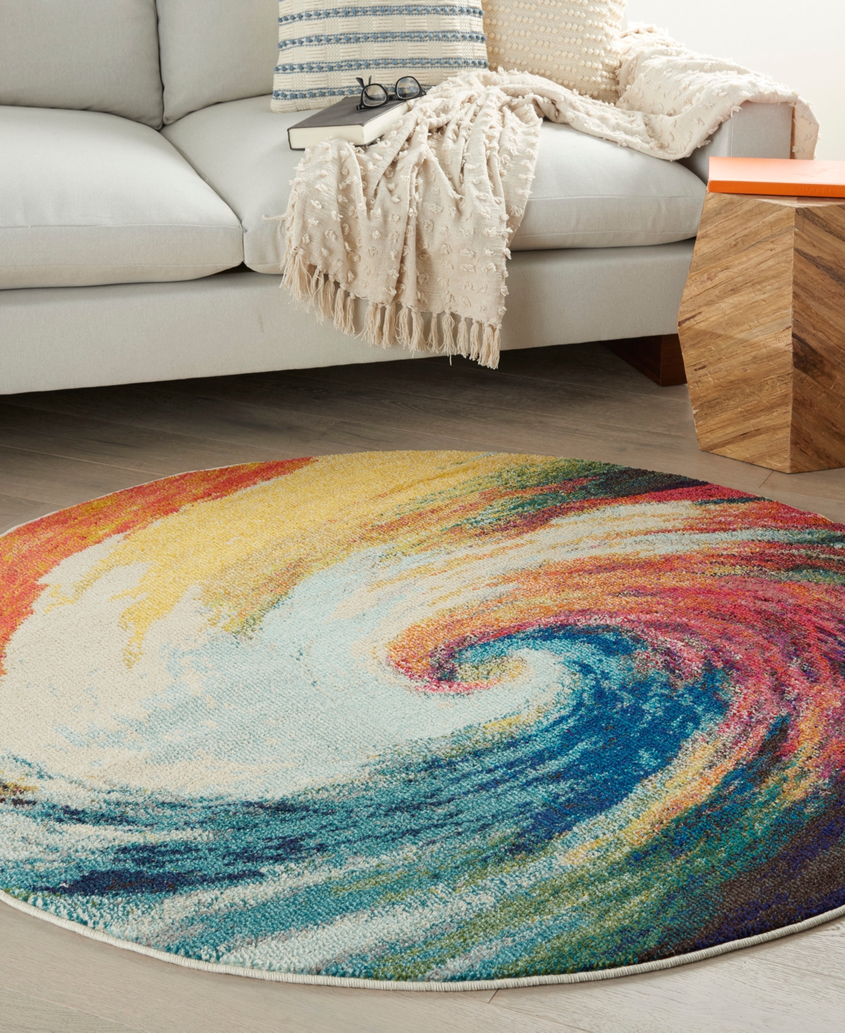 Nourison Home Celestial Ces07 5'3"x5'3" Round Area Rug In Multi,blue