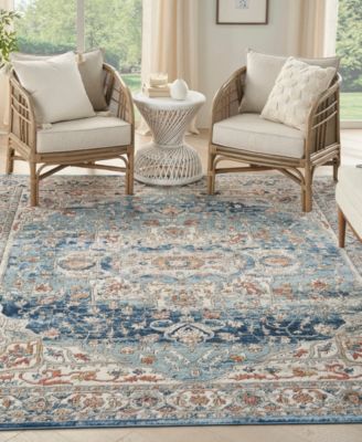 Nourison Home Quarry Qua11 Rug Collection In Ivory,blue