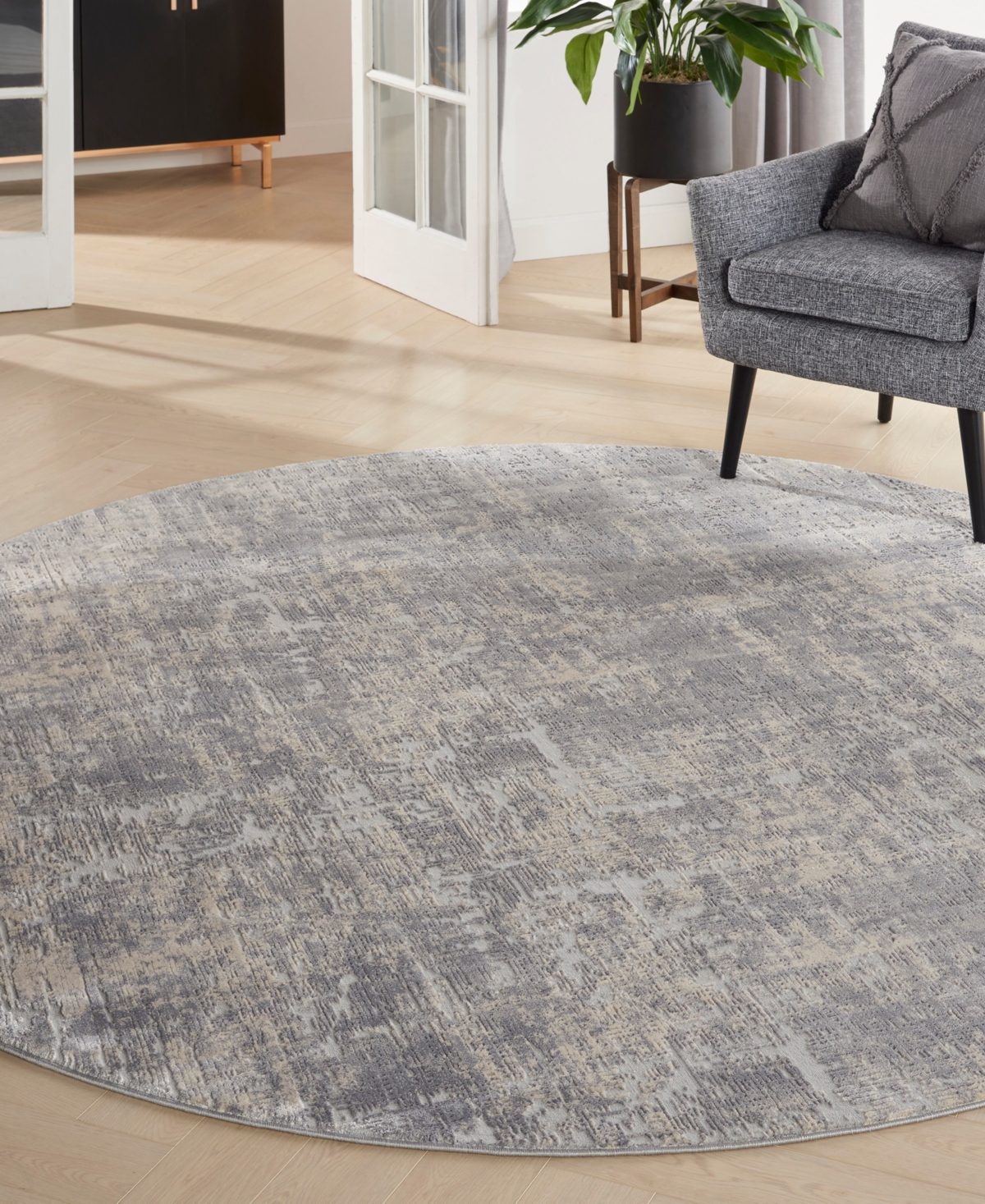 Nourison Home Rustic Textures Rus01 5'3"x5'3" Round Area Rug In Ivory
