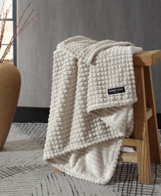 Solid Textured Jacquard Plush Throw, 60" X 50"