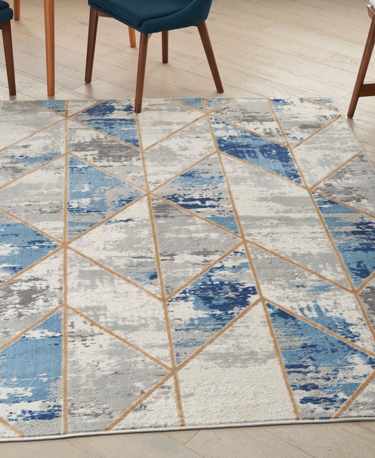 Nourison Home Elation Etn12 5'3"x7'3" Area Rug In Gray,blue