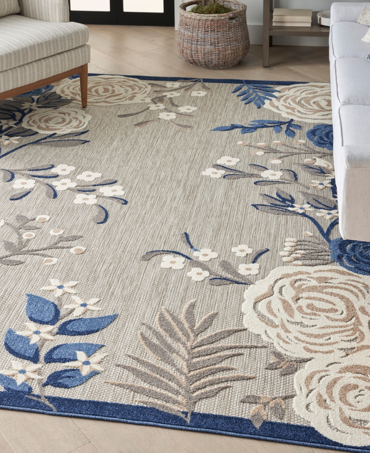 Nourison Home Aloha Alh32 5'3"x7'5" Area Rug In Blue,gray