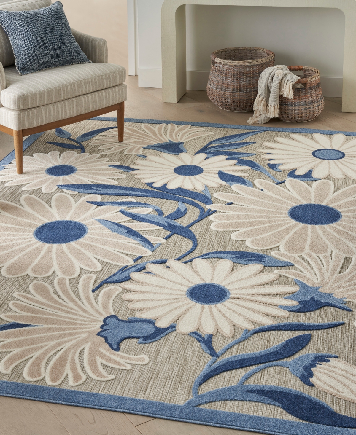 Nourison Home Aloha Alh33 7'x10' Area Rug In Blue,gray