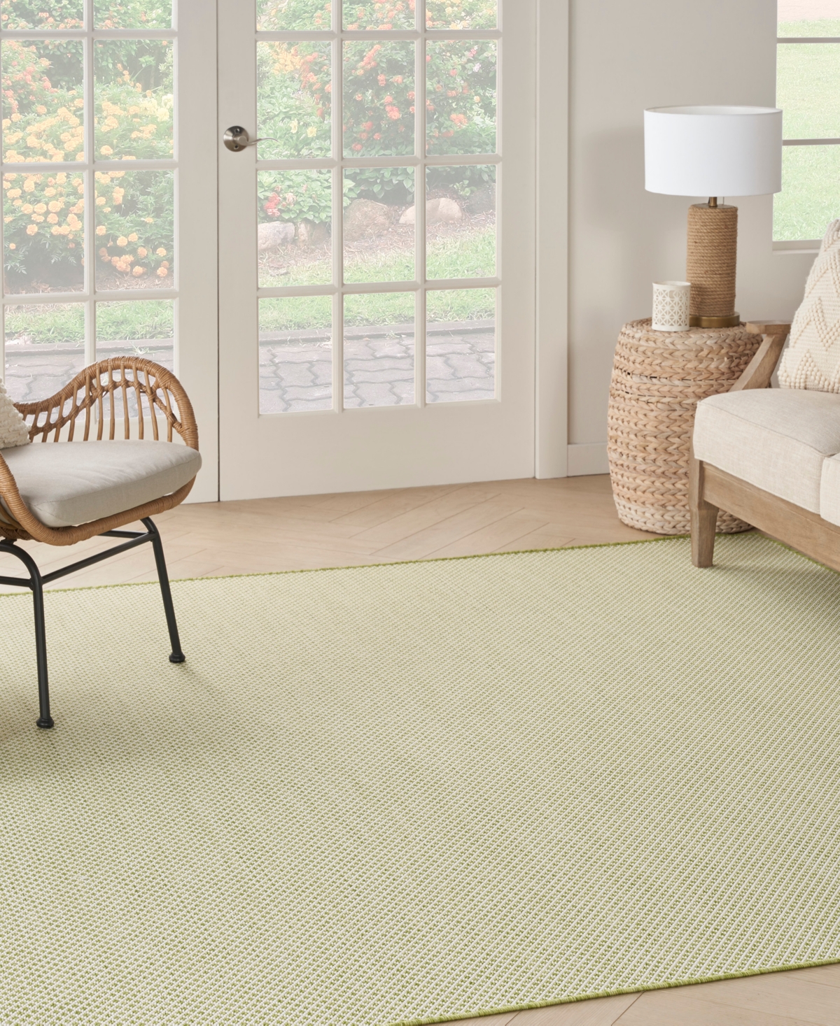 Nourison Home Courtyard Cou01 8'x8' Square Area Rug In Ivory,moss