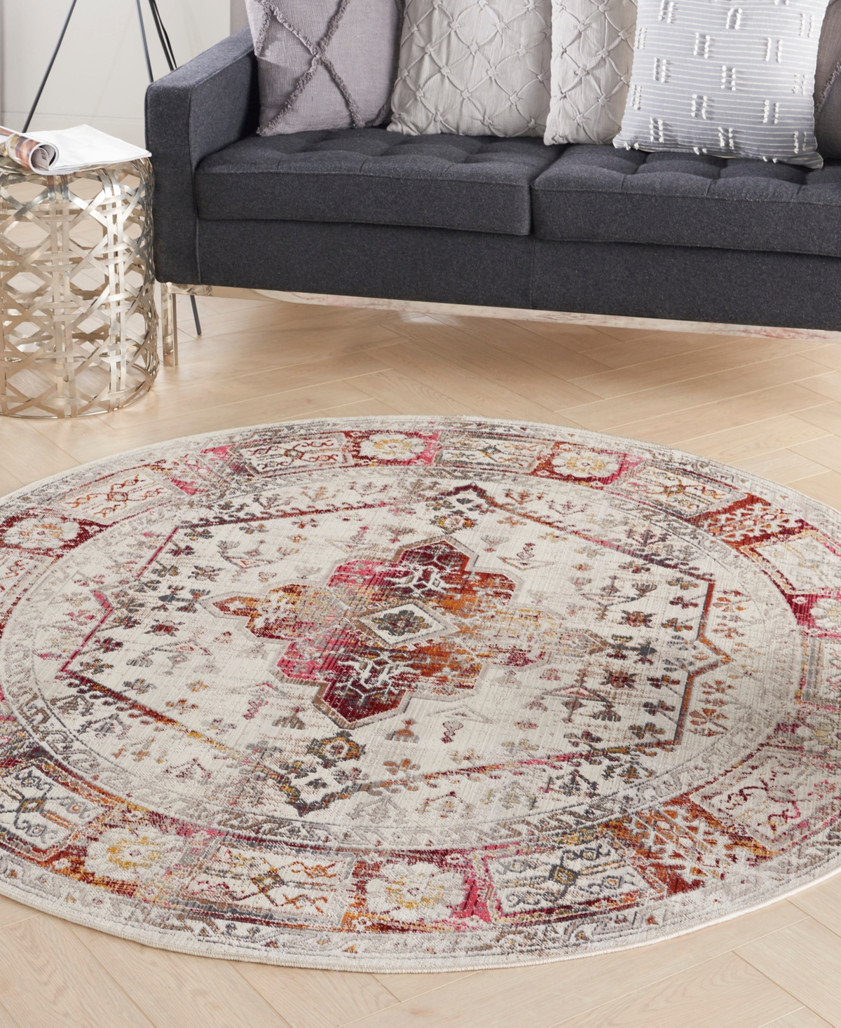 Nourison Home Vintage Kashan VKA08 6'x6' Area Rug - Red