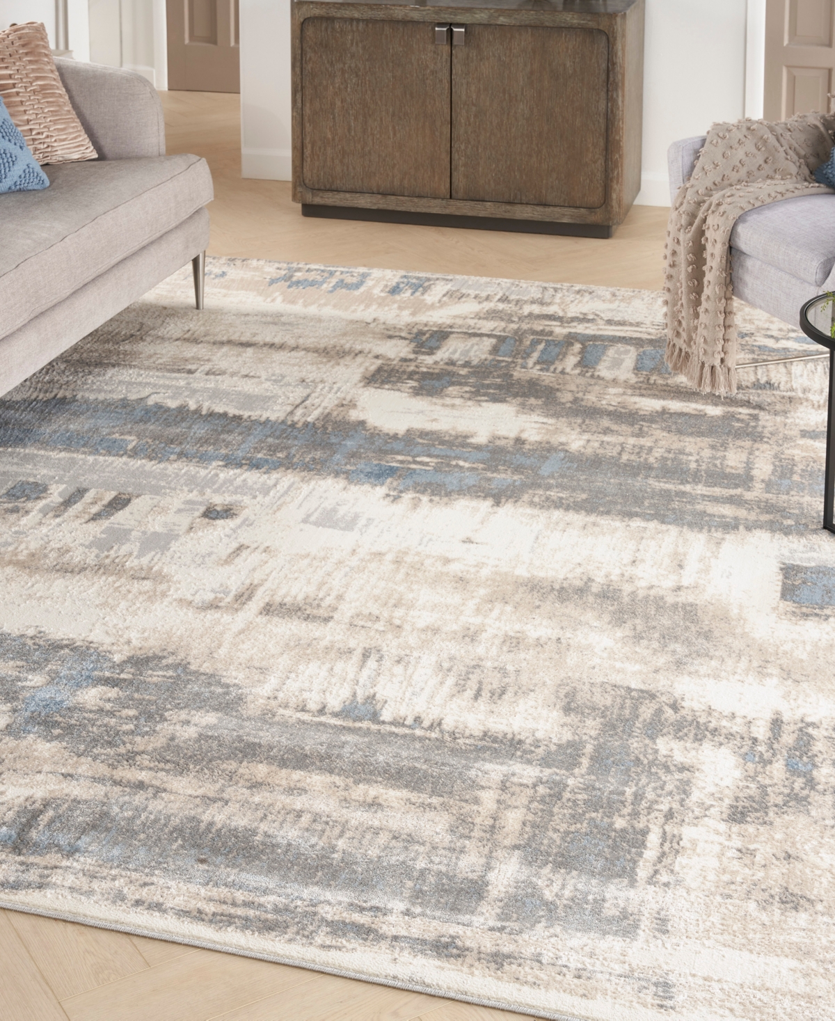 Nourison Home Solace Sla07 8'x10' Area Rug In Ivory,gray