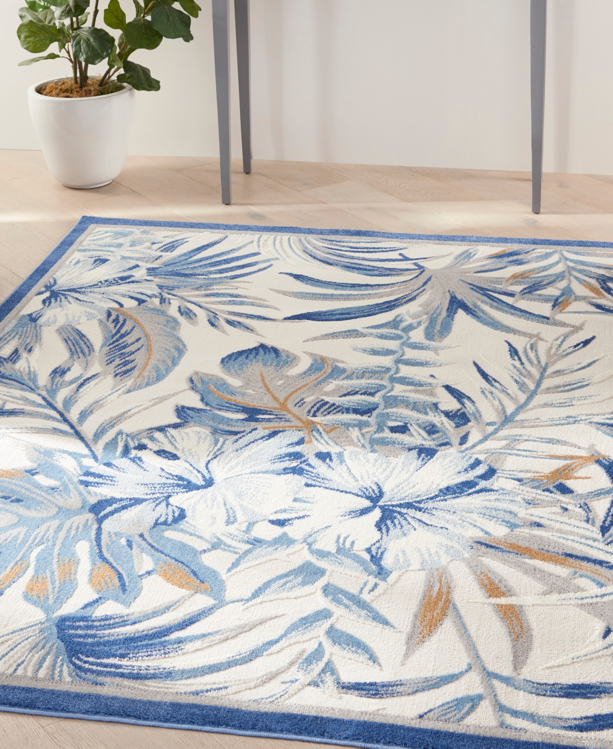 Nourison Home Seaside Sds02 5'3"x7'3" Area Rug In Ivory,blue