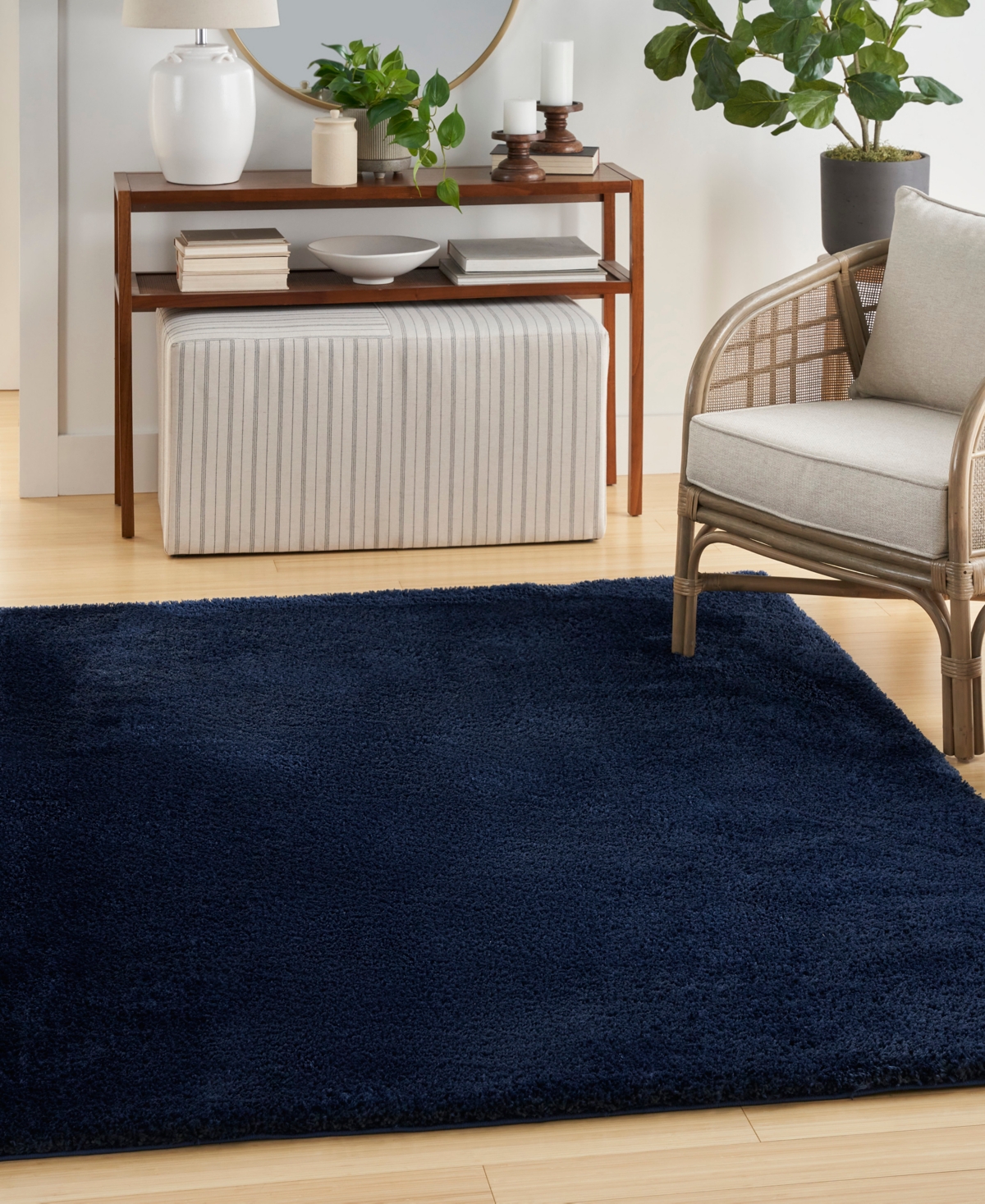 Nourison Home Pacific Shag Pcs01 5'3"x7'3" Area Rug In Navy