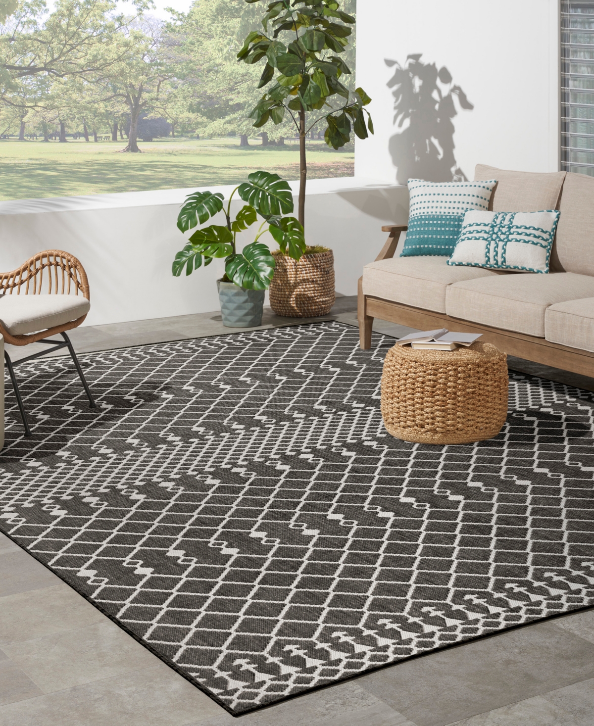 Nourison Home Positano Pos02 8'x10' Area Rug In Black