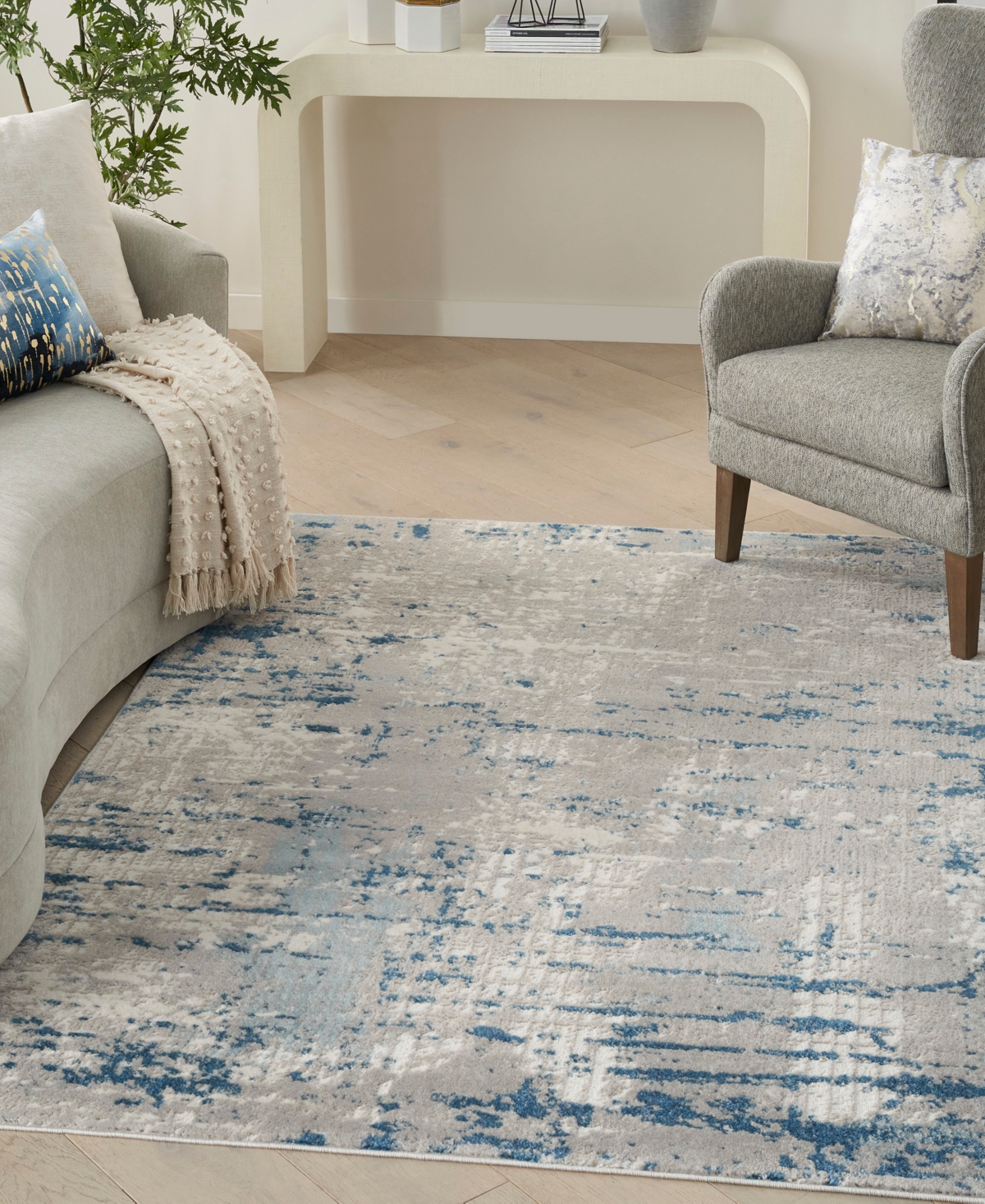 Nourison Home Quarry Qua01 7'x10' Area Rug In Ivory,gray
