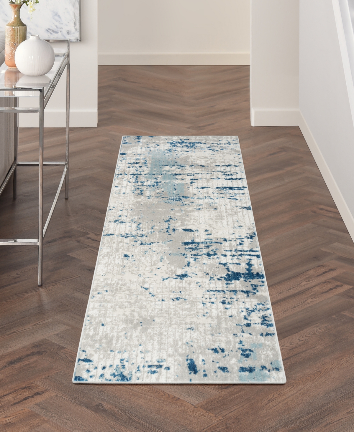 Nourison Home Quarry Qua01 2'2"x12' Runner Area Rug In Ivory,gray