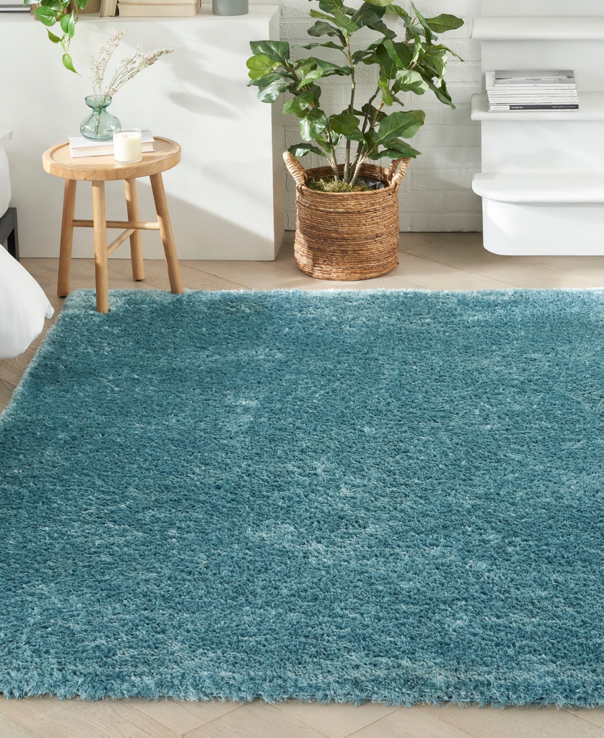 Nourison Home Dreamy Shag Drs05 5'3"x7'3" Area Rug In Aqua
