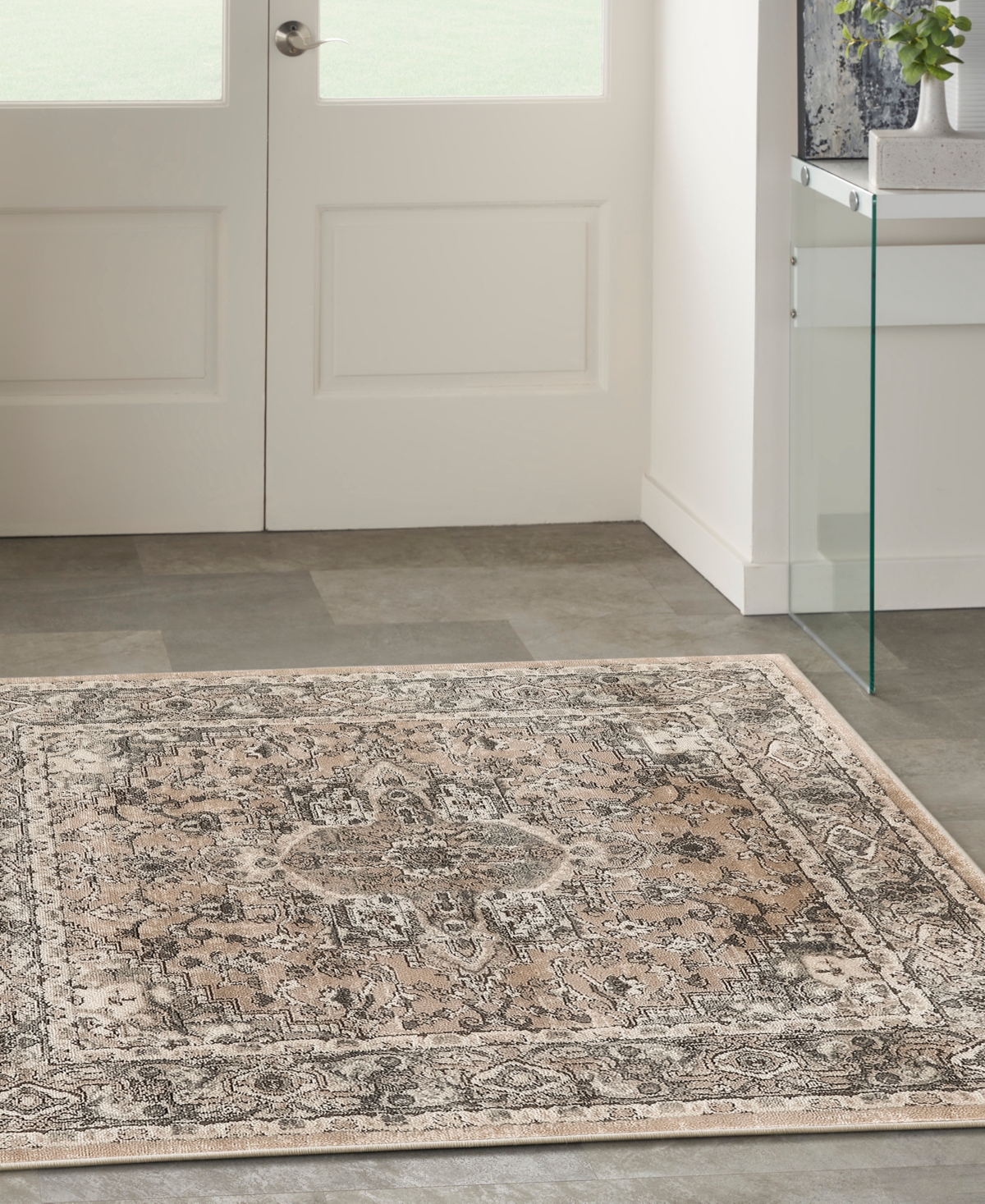 Nourison Home Quarry Qua05 4'x4' Square Area Rug In Beige,gray