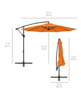 10ft Offset Hanging Outdoor Market Patio Umbrella w/ Easy Tilt Adjustment