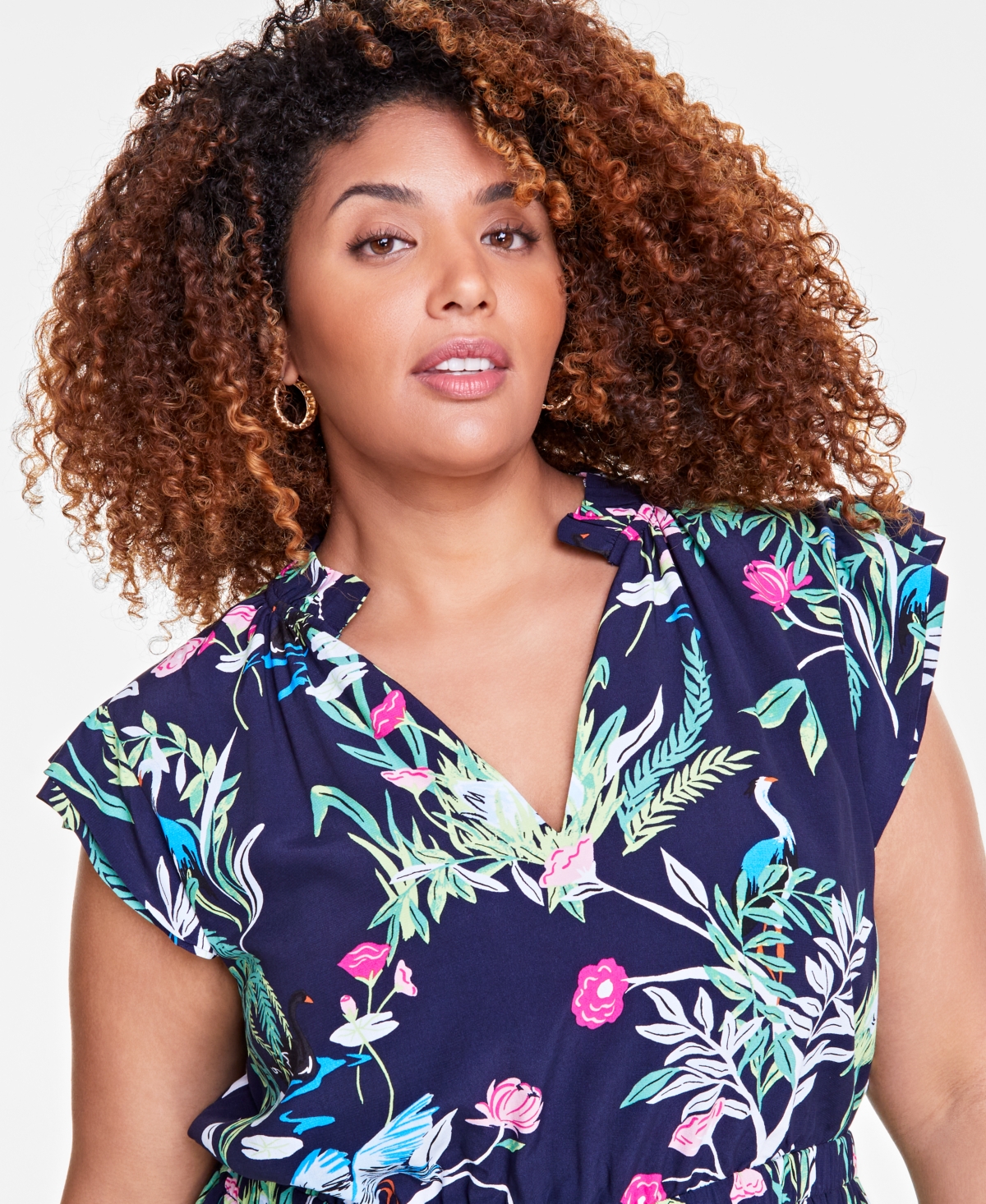 On 34th Trendy Plus Size Flutter-sleeve Midi Dress, Exclusively At Macy's In Intrpd Blu