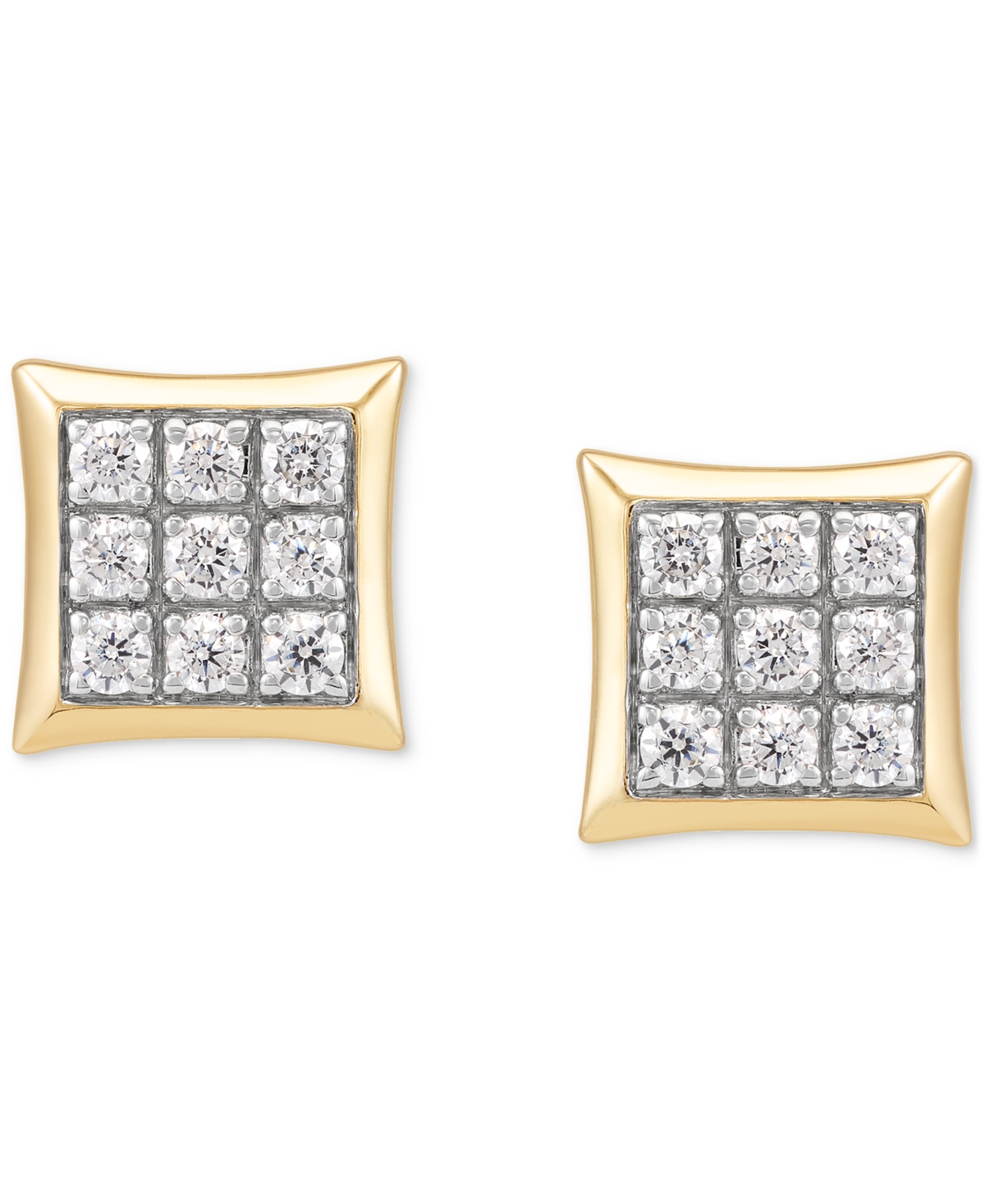 Grown With Love Men's Lab Grown Diamond Square Cluster Stud Earrings (1/2 Ct. T.w.) In 10k Gold In Gold
